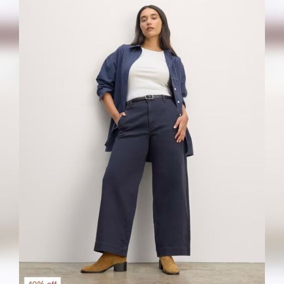 Everlane The Utility Wide Leg Pant in Navy Size 00 - Picture 2 of 13